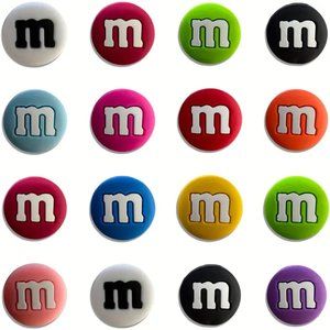 16PCS New Colorful M Bean Cute Cartoon Shoe Charms For Crocs